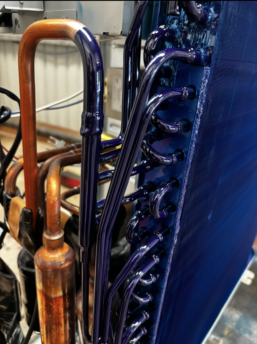 Before coating - corroded HVAC coils showing damage